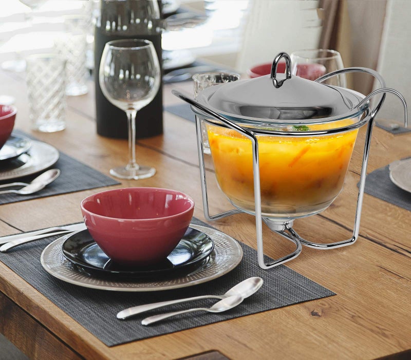 Galashield 4 Quart Soup Warmer | Soup Tureen for Parties Buffet, Stainless Steel Soup Chafer with Glass Serving Dish and Ladle - Image 5